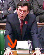 Gordon Brown at the despatch box (arrowed)