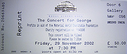 Ticket for The Concert for George